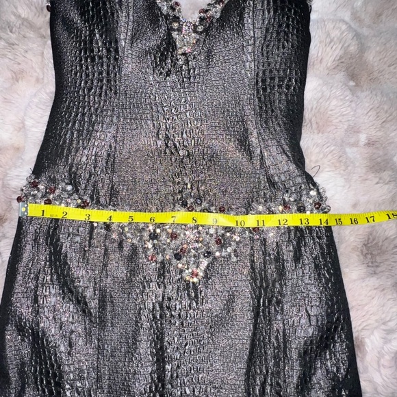 Stunning Gunmetal Gray Gown Embellished: Terani Mermaid Dress, Size 2 - Picture 11 of 17